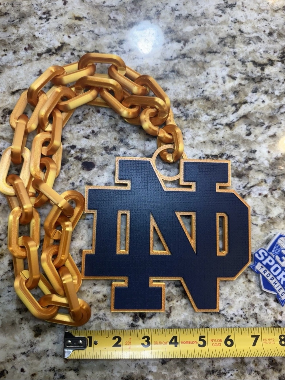 Notre Dame Fighting Irish Hype Chain 3d Print Fan Necklace Gold Silk Plastic
